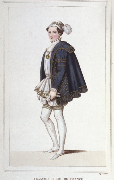 Portræt af Francois II (1544 - 1560), konge af Frankrig, gravering fra 1830 af Unknown artist