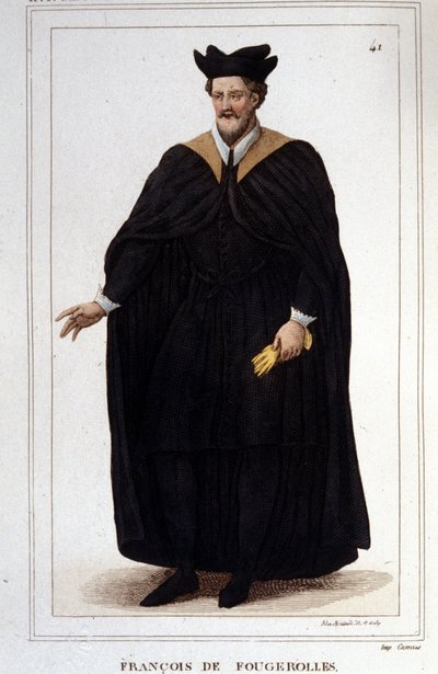 Portræt af François de Fougerolles, latinist, læge i medicin. Han levede i det 16. århundrede. Stik fra 1830. af Unknown artist