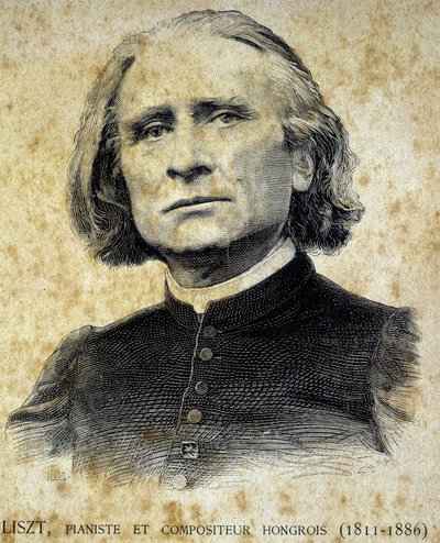 Portræt af Franz Liszt, ungarsk pianist og komponist (1811 - 1886) - i "" Les Contemporains"", n.d. slutningen af det 19. århundrede. af Unknown artist