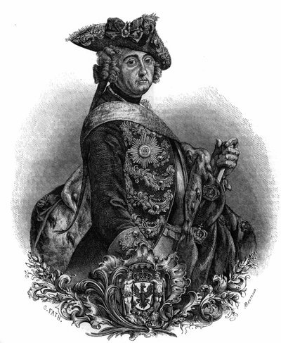 Portræt af Frederik II (1712-1786), konge af Preussen, kendt som Frederik den Store. af Unknown artist