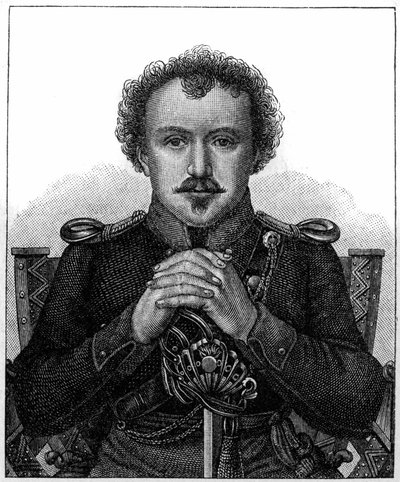 Portræt af Friedrich Heinrich Karl de la Motte, baron Fouque kendt som La Motte-Fouque (1777-1843) tysk romantisk forfatter. af Unknown artist