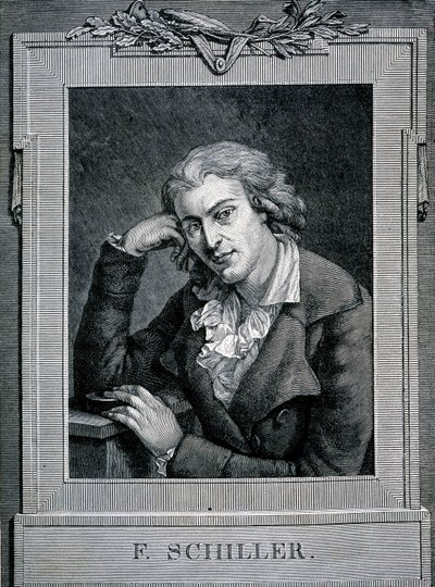 Portræt af Friedrich von Schiller (1759 - 1805), tysk digter og dramatiker. af Unknown artist