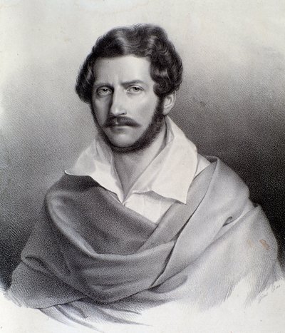 Portræt af Gaetano Donizetti (gravering) af Unknown artist