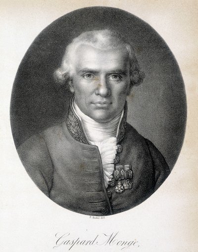 Portræt af Gaspard Monge, Comte de Peluse (1746 - 1818), fransk matematiker - gravering af Unknown artist
