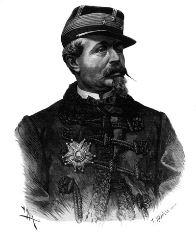 Portræt af general Alfred Chanzy (1823-1883) gravering af 1883 af Unknown artist