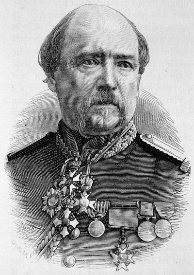 Portræt af General Coffinières. Indgravering af slutningen af det 19. århundrede i "Histoire de France"" af H. Martin. af Unknown artist