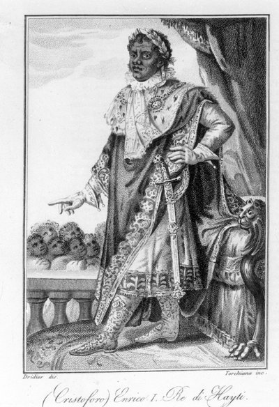 Portræt af general Henry Christophe, konge af Haiti, helten fra Haitis uafhængighed. Gravering sd. 19. århundrede. af Unknown artist