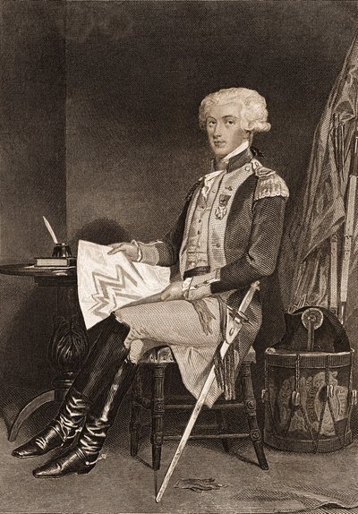 Portræt af general La Fayette (Lafayette) (1757-1834). af Unknown artist