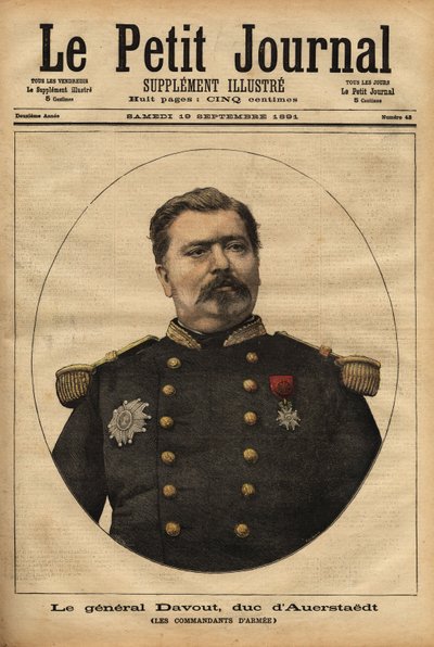 Portræt af General Leopold Davout, hertug af Auerstaedt (1829-1904), stabschef for den franske Armee, der deltog i katastrofen i den franco-prøyssiske krig (1870) af Napoleon III (1808-1873). Gravering i “” Le Petit Journal ”” 17/09/1891. Selva