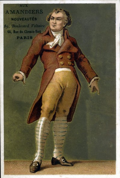Portræt af Georges Jacques Danton (1759 - 1794), fransk politiker. Kromolitografi i slutningen af det 19. århundrede. af Unknown artist