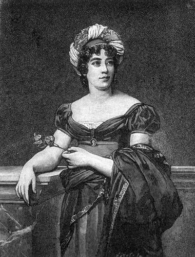 Portræt af Germaine Necker, baronesse af Staël-Holstein, kendt som Madame de Staël (1766 - 1817), fransk forfatter. af Unknown artist