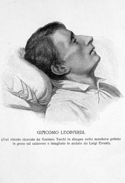 Portræt af Giacomo Leopardi på sit dødsleje af Unknown artist