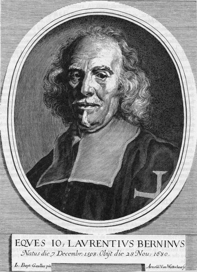 Portræt af Gian Lorenzo (Gianlorenzo) Bernini kendt som The Bernini (1598-1680) (1598 - 1680), italiensk billedhugger, maler og arkitekt. Gravering af Arnold Van Westerhout fra 1682. af Unknown artist