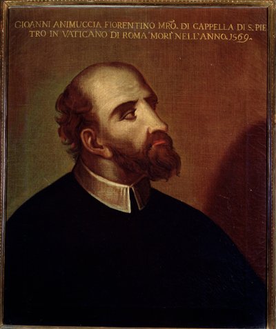 Portræt af Giovanni Animuccia (1514 ca-1571) italiensk komponist Anonym maleri. Bologna Civic Bibliografisk museum fra det 16. århundrede af Unknown artist