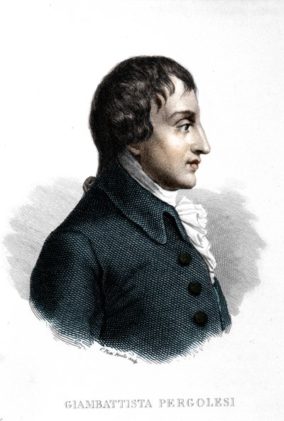 Portræt af Giovanni Battista Pergolesi (Jean Baptiste Pergolese, Jean-Baptiste) (1710 - 1736). af Unknown artist