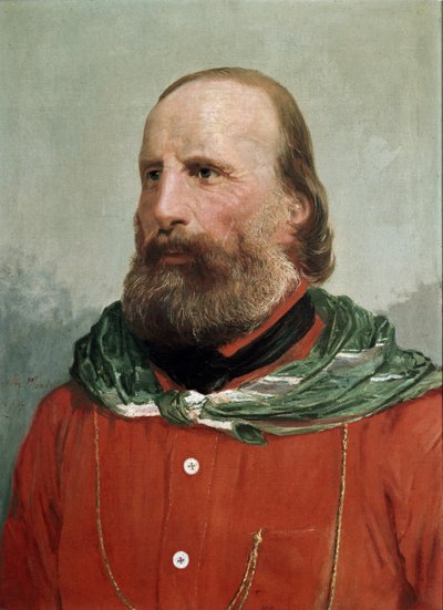 Portræt af Giuseppe Garibaldi i rød skjorte (tempera) af Unknown Artist