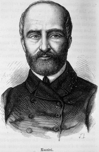 Portræt af Giuseppe Mazzini, italiensk patriot og revolutionær (1805 eller 1808 - 1872) af Unknown artist