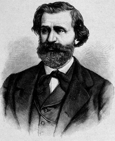 Portræt af Giuseppe Verdi, italiensk komponist (1813 - 1901) af Unknown artist