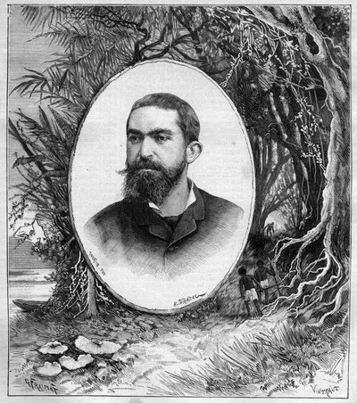 Portræt af Henri Coudreau (1859-1899), professor i geografi og opdagelsesrejsende i Amazonas (Brasilien) - indgravering i journal des voyages 1889 af Unknown artist