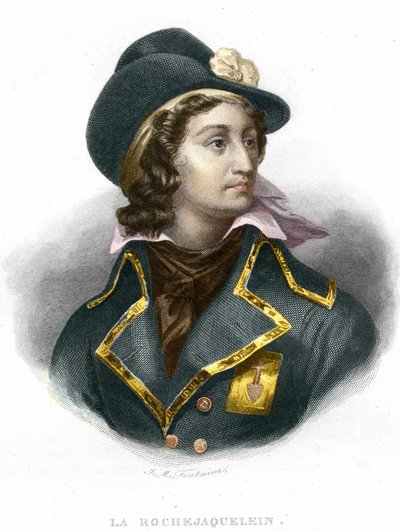 Portræt af Henri du Vergier, greve af La Rochejaquelein (eller Verger de La Rochejacquelein) (1772-1794), gravering af general Vendeen fra 1854 af Unknown artist