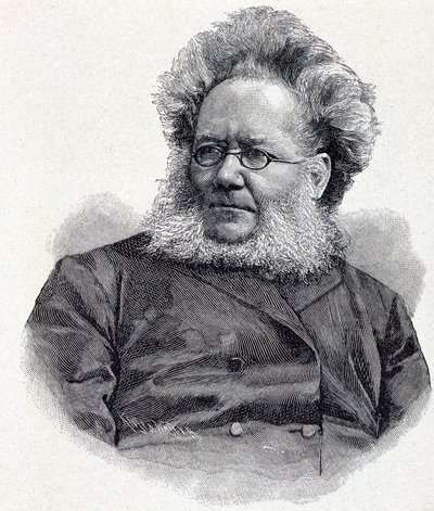 Portræt af Henrik (Henri) Johan Ibsen (1828-1906), norsk digter og dramatiker, stik 1800-tallet af Unknown artist