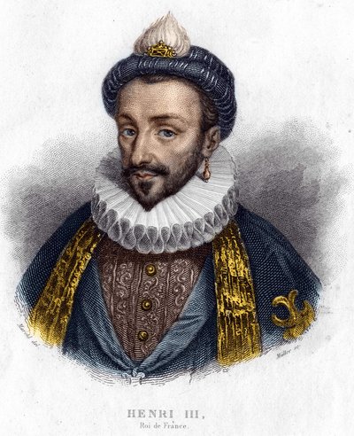 Portræt af Henrik III (1551 - 1589), konge af Frankrig, gravering fra det 19. århundrede af Unknown artist