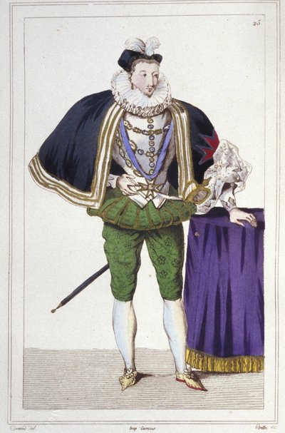 Portræt af Henrik III (1551 - 1589), konge af Frankrig. stik fra 1830 af Unknown artist