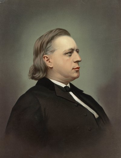 Portræt af Henry Ward Beecher (1813-1887) af Rockwood & Co. Chromolithography, ca. 1871, Privat Samling af Unknown artist