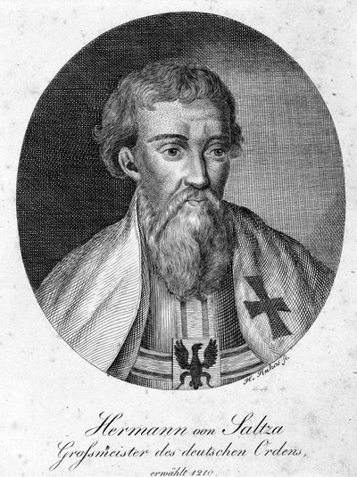 Portræt af Hermann von Salza (1170 - 1239), stormester af Teutoniske Ridderordenen. af Unknown artist