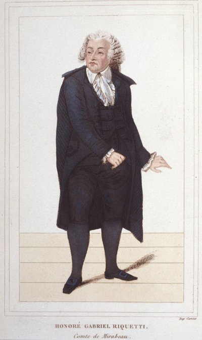 Portræt af Honore Gabriel (Honore-Gabriel) Riqueti, jarl af Mirabeau (1749-1791), fransk politiker. stik fra 1830 af Unknown artist