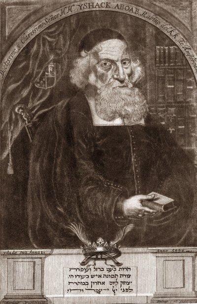 Portræt af Isaac Aboab da Fonseca (1605-1693) - Isaac Aboab da Fonseca - rabbiner, lærd, kabbalist og forfatter af Unknown artist