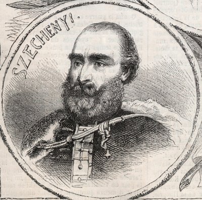 Portræt af Istvan Szechenyi (1791-1860), ungarsk politiker - Indgravering fra "" The Illustrous World"" af Unknown artist