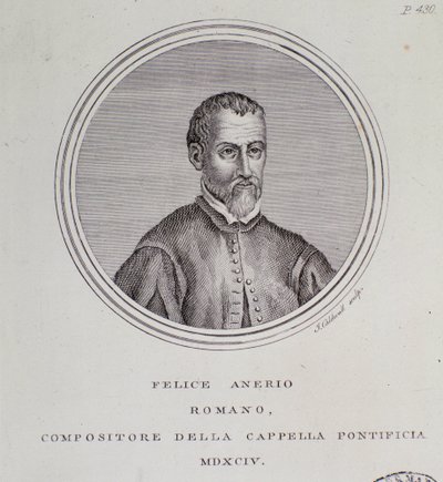 Portræt af den italienske komponist Felice Anerio (gravering af Unknown artist