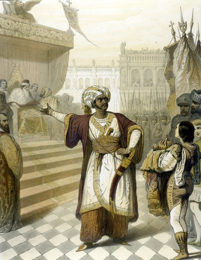 Portræt af den italienske tenor Giovanni Battista Rubini (1794 - 1854) i Otello af Gioacchino Rossini. af Unknown artist