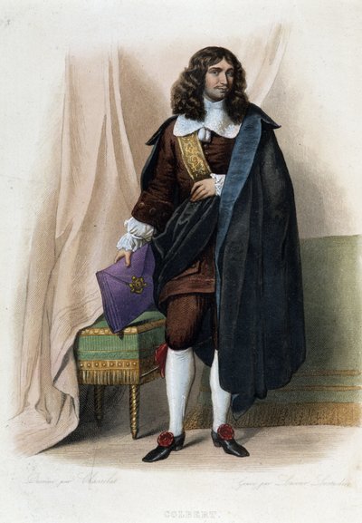 Portræt af Jean Baptiste (Jean-Baptiste) Colbert (1619-1683), fransk statsmand (1619 - 1683) - i "" Le Plutarque francais"", af Mennechet af Unknown artist