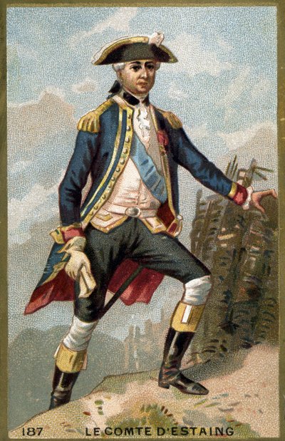 Portræt af Jean Baptiste, greve af Estaing (1729 - 1794), fransk admiral. Kromolitografi af det 19. århundrede. af Unknown artist