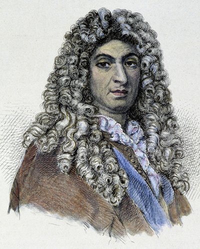 Portræt af Jean Baptiste Lully (Giovanni Battista Lulli) (1632-1687) - gravering af Unknown artist