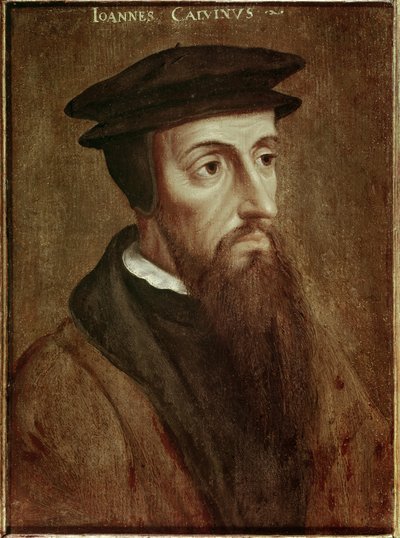 Portræt af Jean Calvin (Jean Cauvin) fransk reformator og forfatter (1509-1564) Anonymt maleri. 1550. Rotterdam. Musee Boymans Van Beuningen - Portræt af John Calvin (Jean Cauvin), fransk forfatter, teolog og præst under den protestantiske reformation (1 af Unknown artist