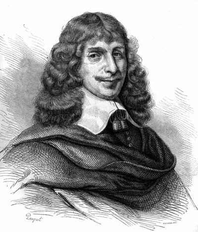Portræt af Jean Francois Sarasin (Sarrazin, Sarazin) (1614 -1654), fransk forfatter. Stik fra 1870. af Unknown artist