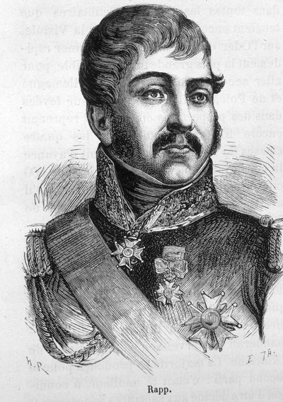 Portræt af Jean Rapp (1772 - 1821). Indgravering af slutningen af det 19. århundrede i "Histoire de France"" af H. Martin. af Unknown artist