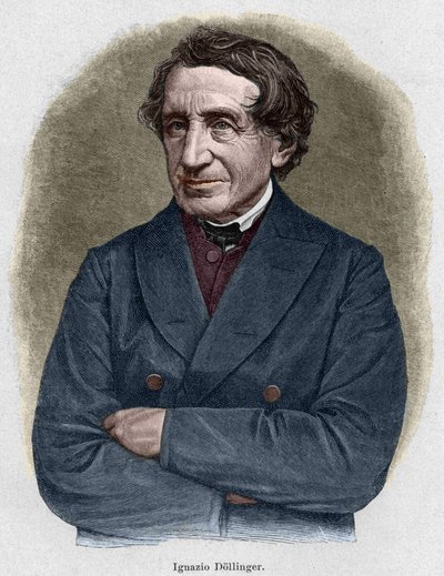 Portræt af Johann Joseph Ignaz von Dollinger (1799 - 1890), Alllemand-præst og professor i kirkehistorie. Indgravering af det 19. århundrede. af Unknown artist