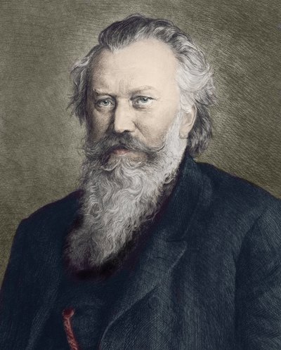 Portræt af Johannes Brahms (1833 - 1897), tysk komponist, pianist og dirigent - af Unknown artist