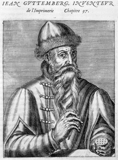 Portræt af Johannes Gutenberg (1400-1468). af Unknown artist