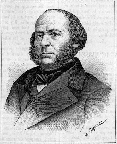 Portræt af John Ericsson (1803-1889), amerikansk ingeniør og opfinder af svensk oprindelse. Indgravering i "" Nature: gennemgang af videnskaberne og deres anvendelser til kunst og industri "" af 27. april 1889. af Unknown artist