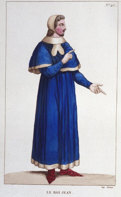 Portræt af Johannes II den Gode (1319 - 1364), konge af Frankrig, gravering fra 1830 af Unknown artist