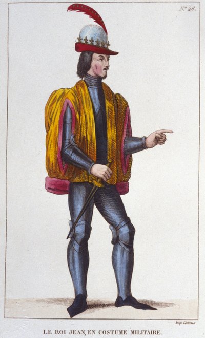 Portræt af Johannes II den Gode i militærdragt (1319 - 1364), konge af Frankrig, gravering fra 1830 af Unknown artist