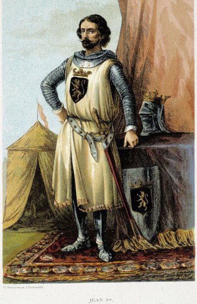 Portræt af Johannes I, kendt som den sejrende (1268-1294), hertug af Brabant. Kromolitografi af det 19. århundrede. af Unknown artist
