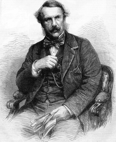 Portræt af John Laird Mair Lawrence. Britisk administrator (1811 til 1879). guvernør i engelsk Indien; Indgravering 1864. af Unknown artist