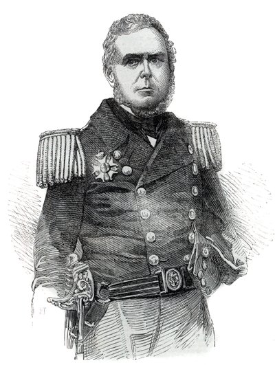 Portræt af John Pascoe Grenfell (1800-1869) flådeofficer og diplomat fra Empire of Brazil - Indgravering 1852 af Unknown artist