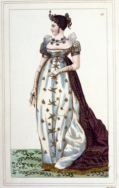 Portræt af Joséphine af Beauharnais Bonaparte (1763 - 1814), franskmændenes imperator i kejserlig kostumegravering fra 1830 af Unknown artist